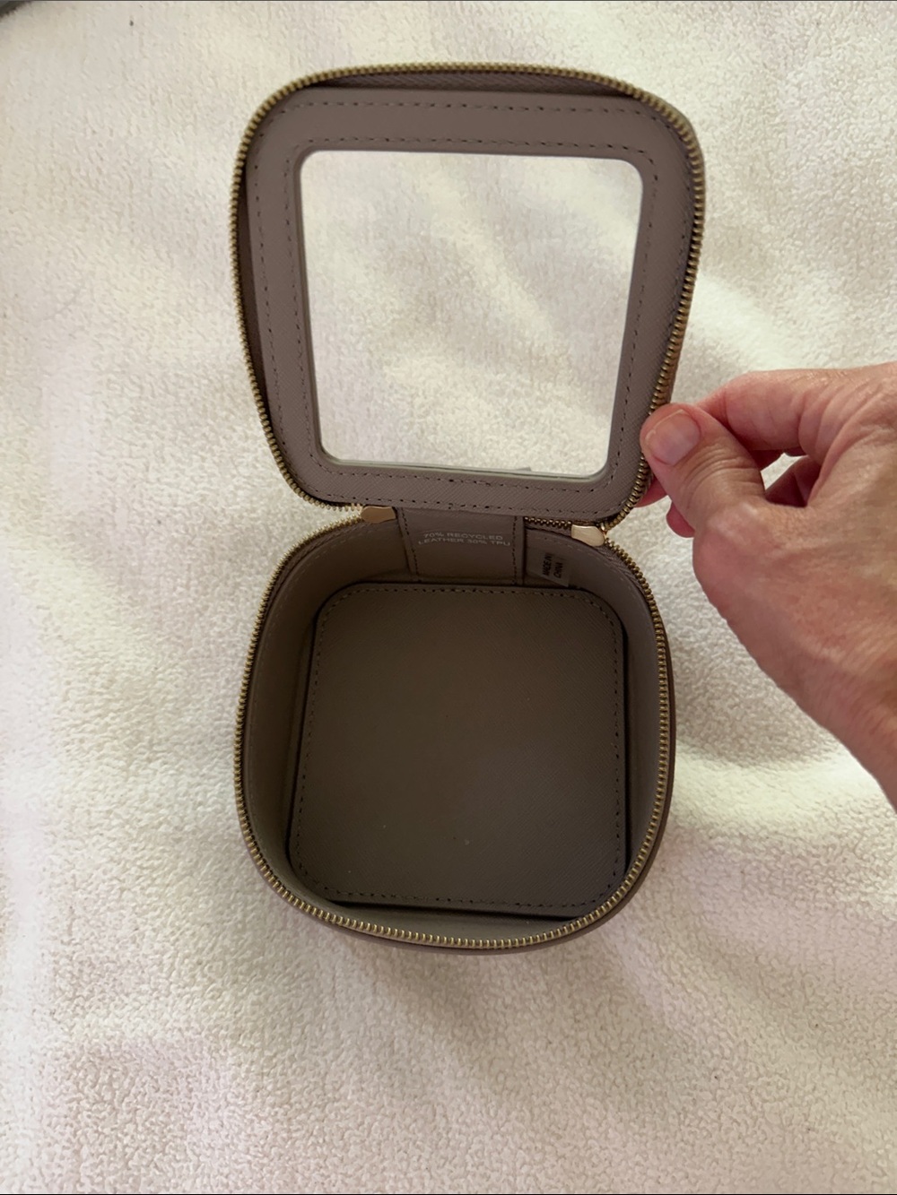 Truffle Small Zippered Travel Case with Clear Top - Taupe - Picture 2 of 3